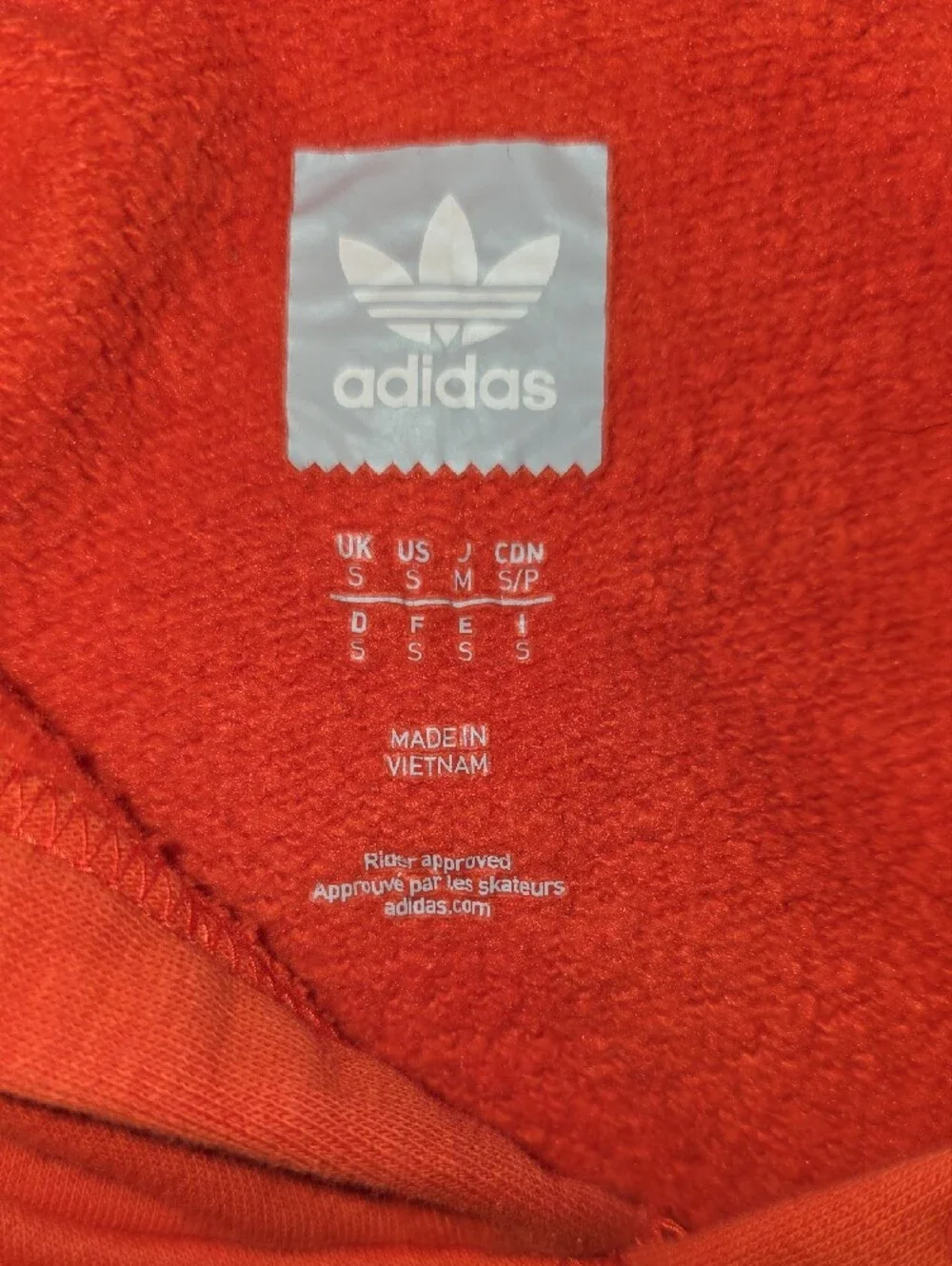 adidas Orange Crewneck Hoodie with White Shoulder Stripes - Picture 8 of 8